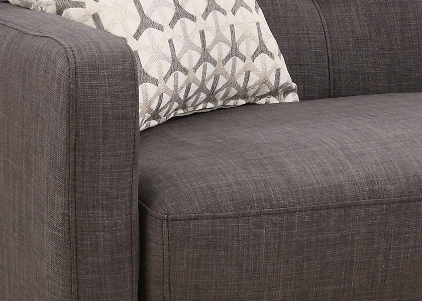 Charcoal Mid-Century Polyester Fabric Love Seat