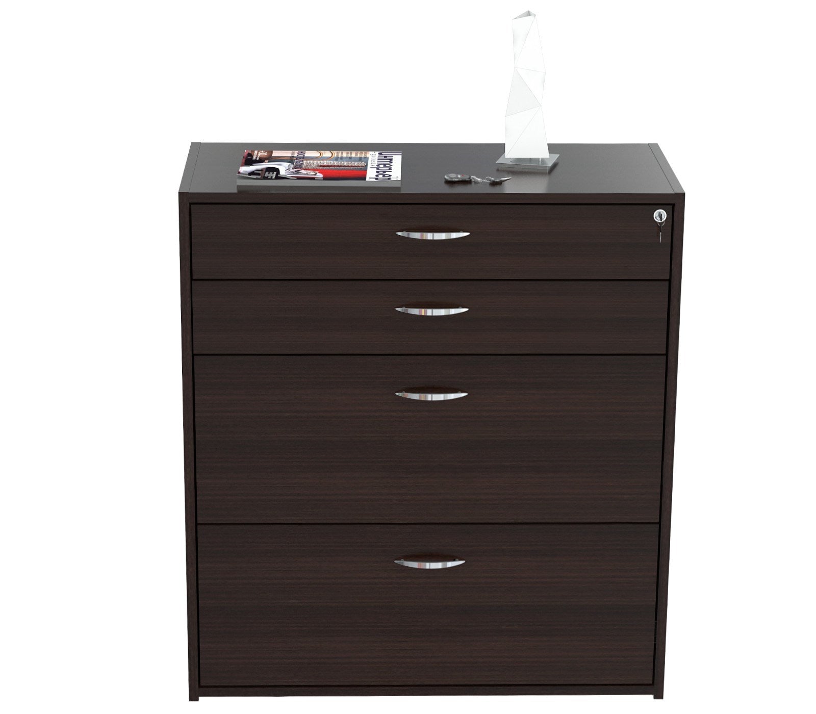 Espresso Wood Finish Four Drawer Filing Cabinet