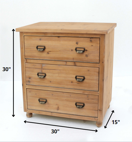 15 x 30 x 30 Natural 3 Drawer Minimalist Loft Wood - Filing Cabinet