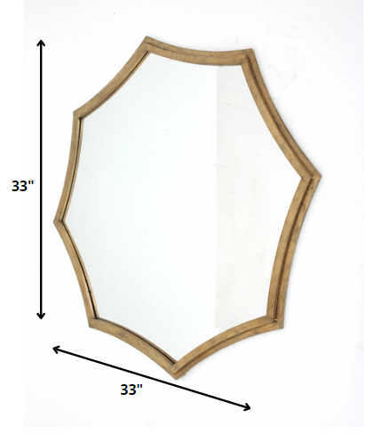 33 x 33 x 1 Gold Curved Hexagon Frame  Cosmetic Mirror