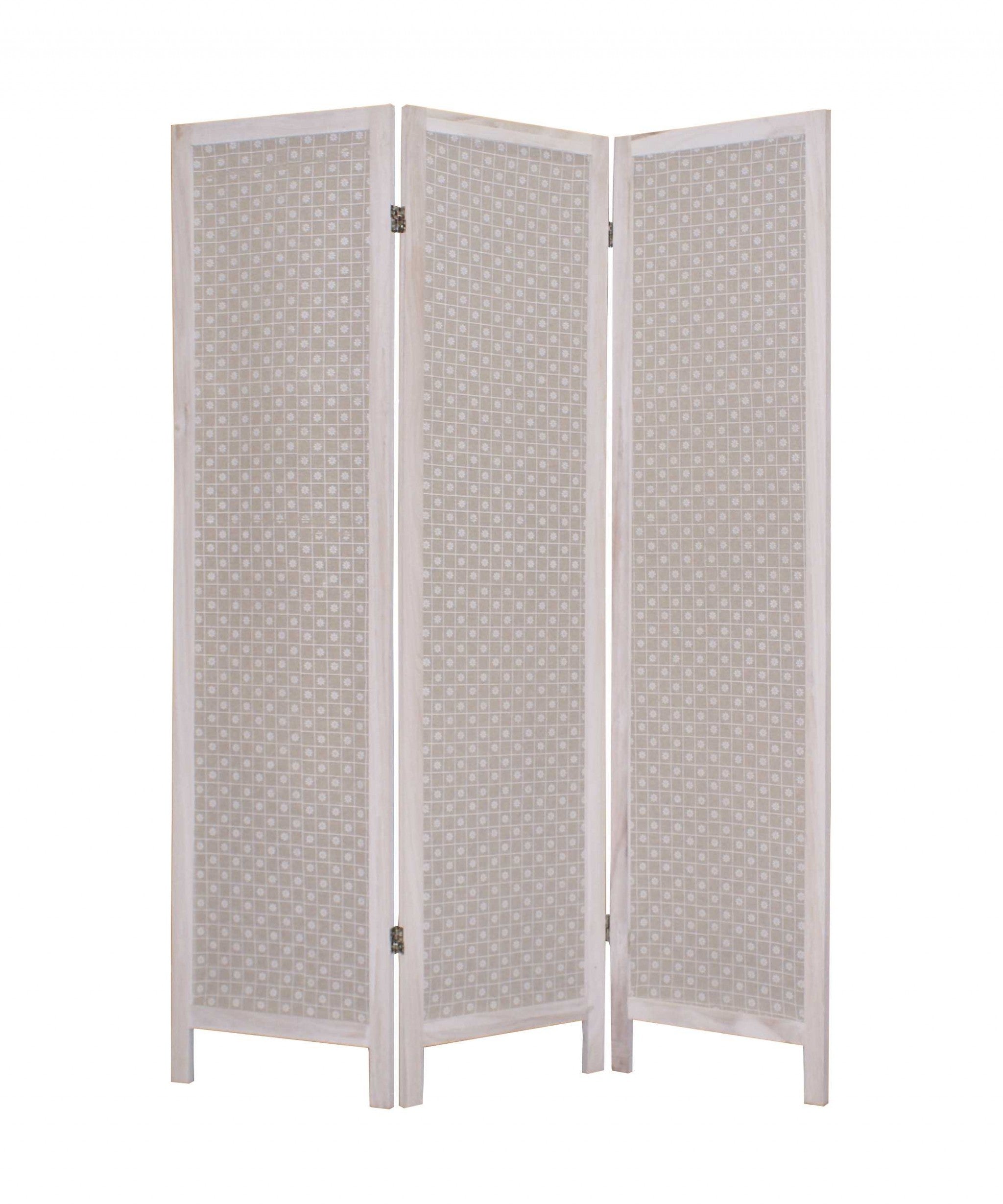 1 x 48 x 67 Beige Wood & Fabric - Screen