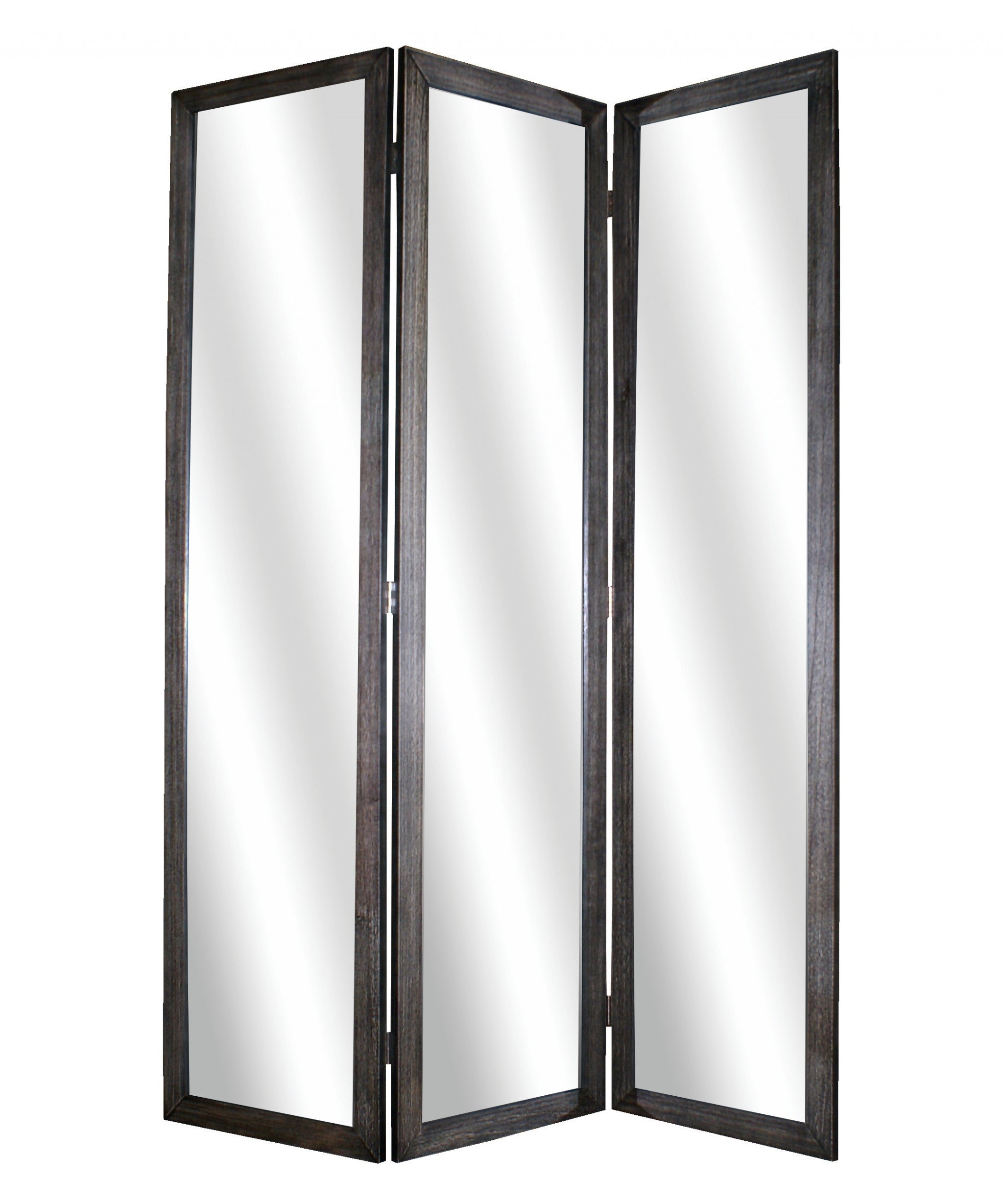 1 x 50 x 69 Black Glass & Wood Mirror  Screen