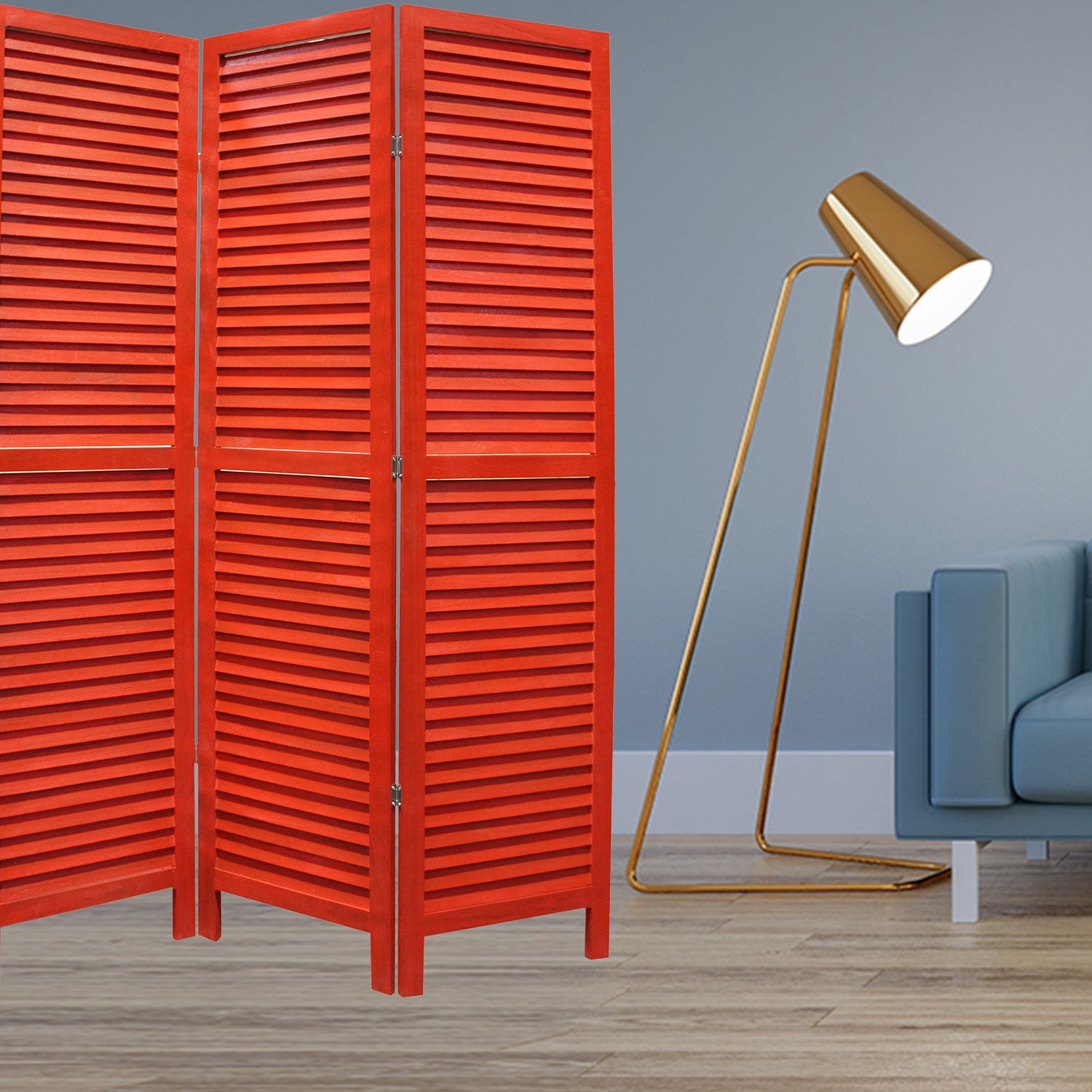 1 x 48 x 67 Red Wood Shutter -Screen