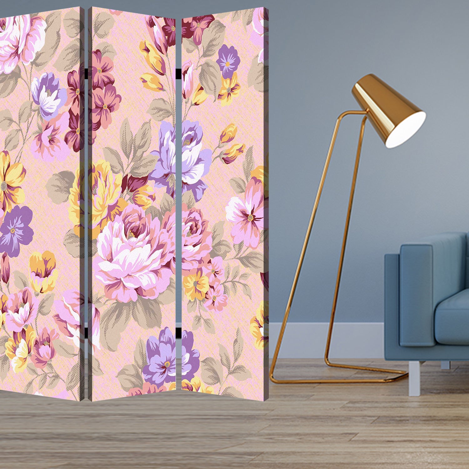 1 x 48 x 72 Multi Color Floral Pattern  Screen