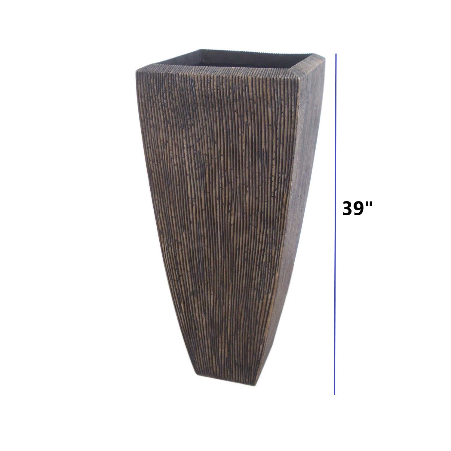 Tall Distressed Brown Sandstone Ribbed Planter