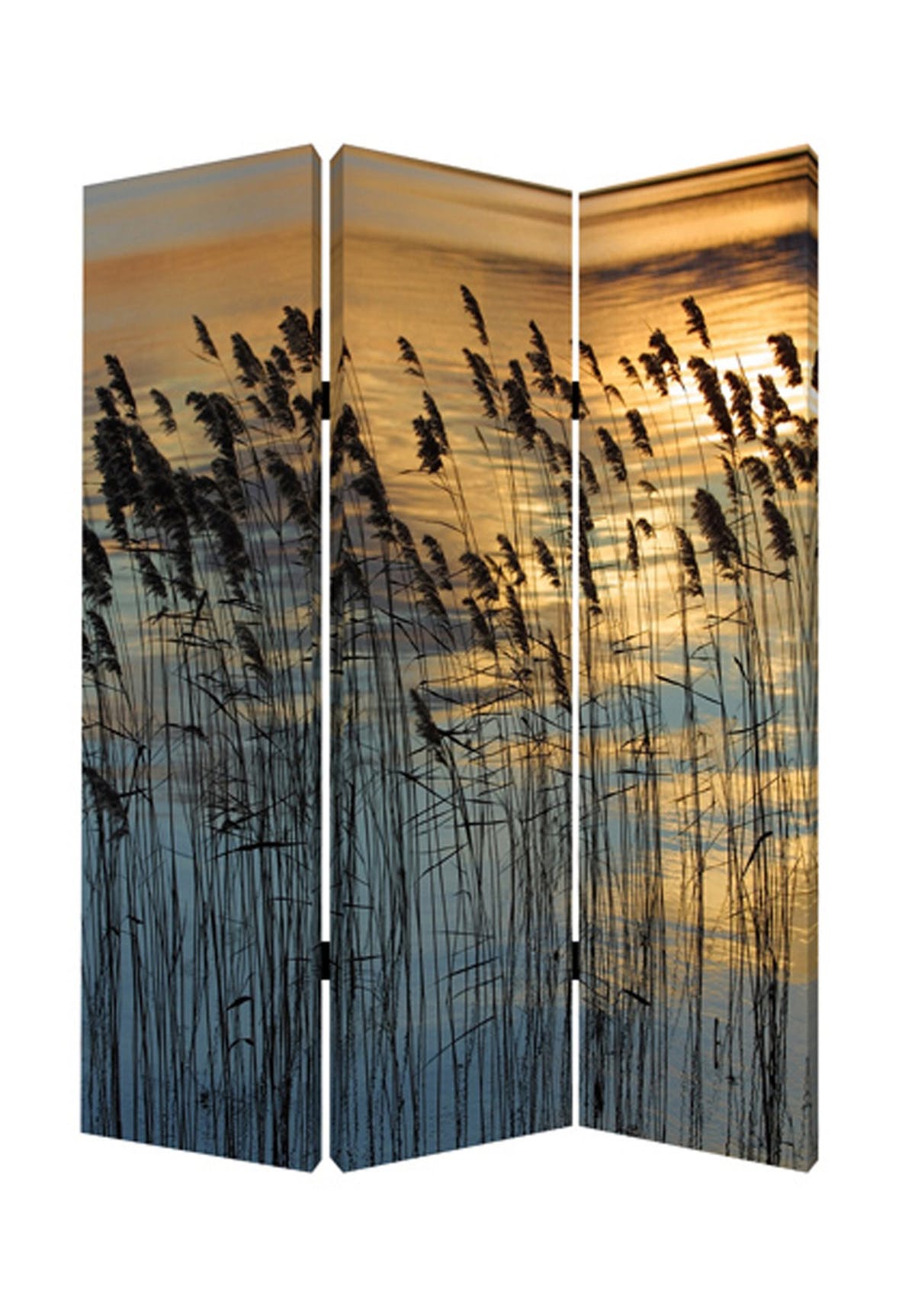 1 x 48 x 72 Multi Color Wood Canvas Whisper Reed  Screen