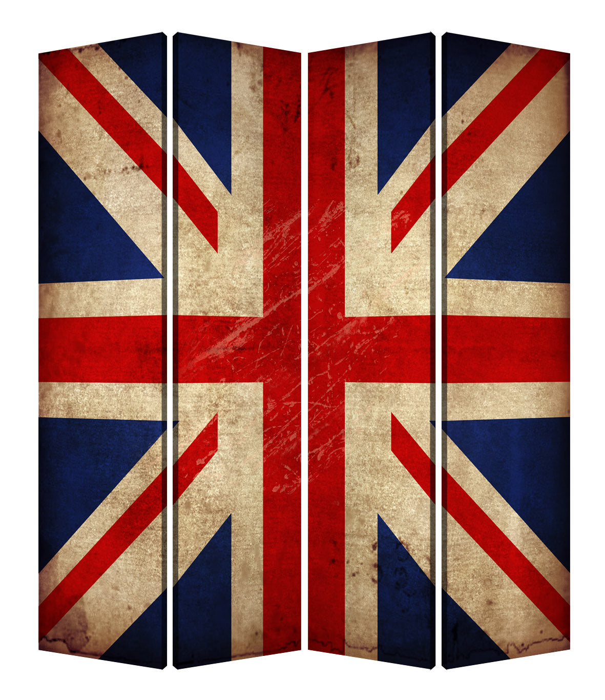 1 x 84 x 84 Multi Color Wood Canvas Union Jack  Screen