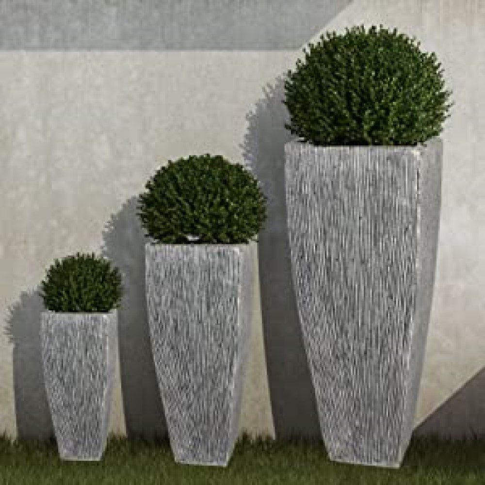 Sandstone Distressed and Ribbed Long Square Planter