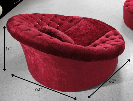 17' Red Velour and MDF Sofa Chair