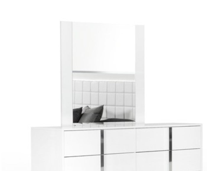 41' White MDF  Glass  and Veneer Mirror