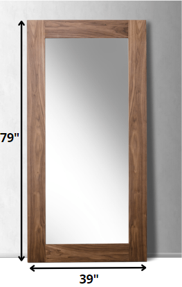 79' Walnut MDF  Veneer  and Glass Mirror