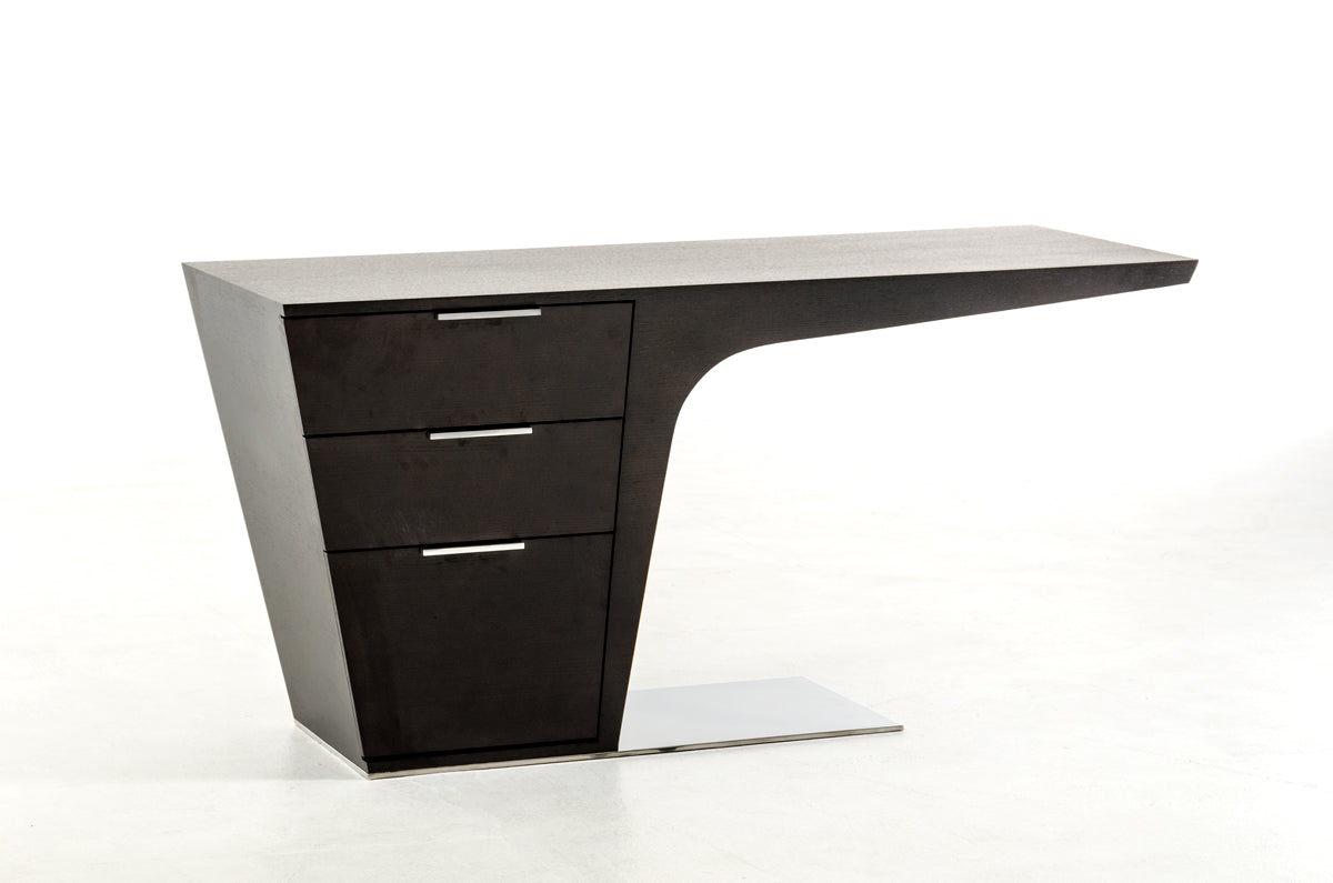 30' Wenge Veneer and Steel Office Desk