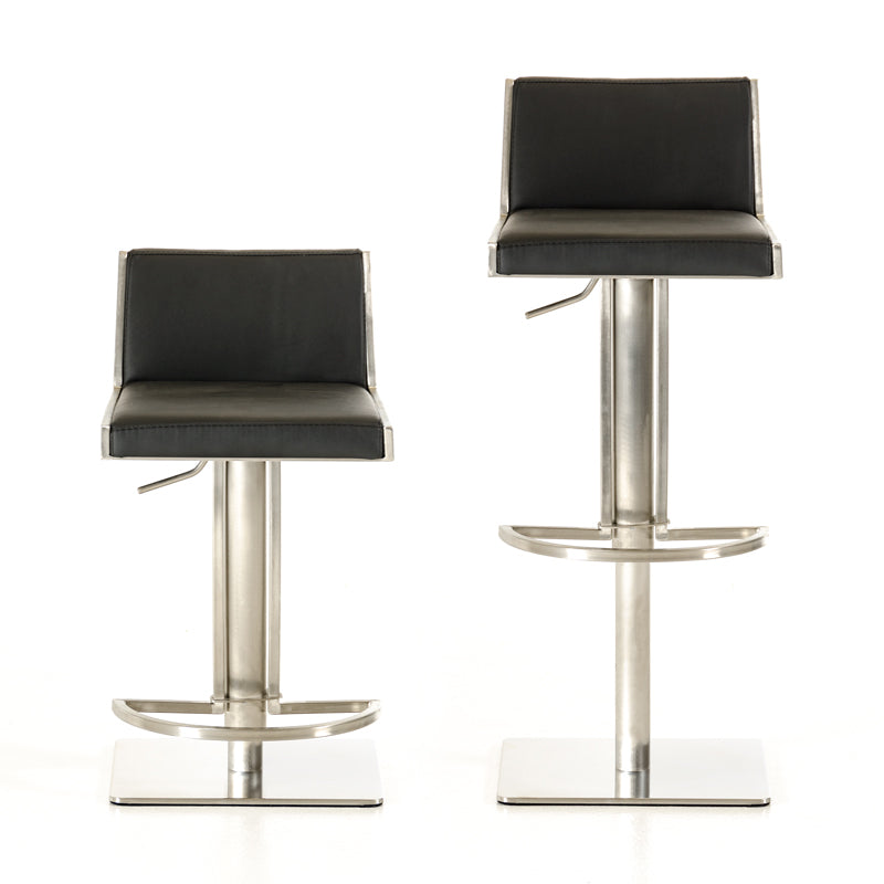 40' Black and Walnut Leatherette  Veneer  and Steel Bar Stool