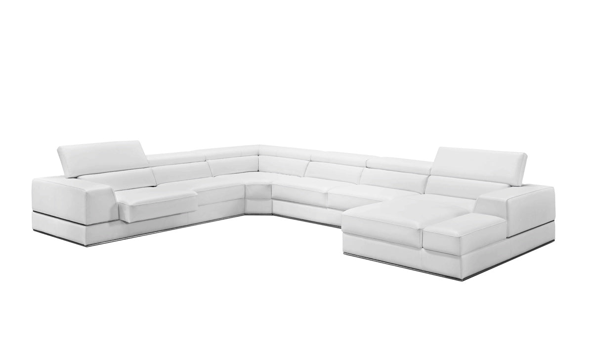 36' White Bonded Leather  Foam  and Steel Sectional Sofa