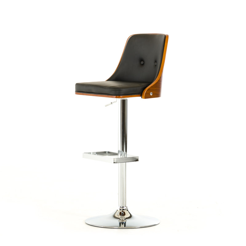 43' Black Leatherette  Veneer  and Steel Bar Stool