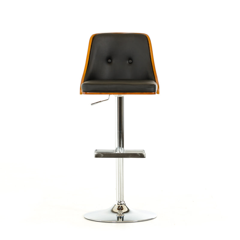 43' Black Leatherette  Veneer  and Steel Bar Stool