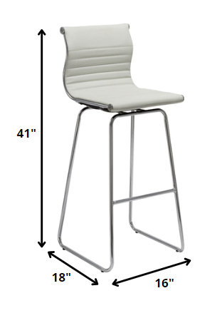 Two 41' White Leatherette and Steel Bar Stools