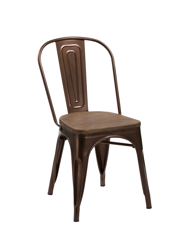 Four 33' Metal and Wood Dining Chairs