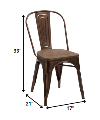 Four 33' Metal and Wood Dining Chairs