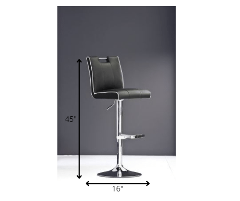 45' Black Eco Leather and Steel Bar Stool