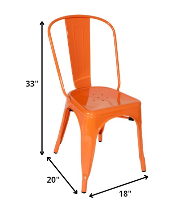 Four 33' Orange Steel Side Chairs