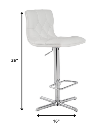 35' White Leatherette and Steel Bar Stool