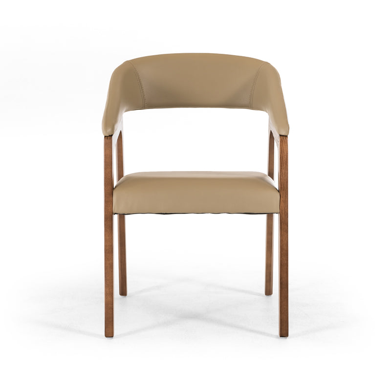 31' Taupe Leatherette and Walnut Wood Dining Chair