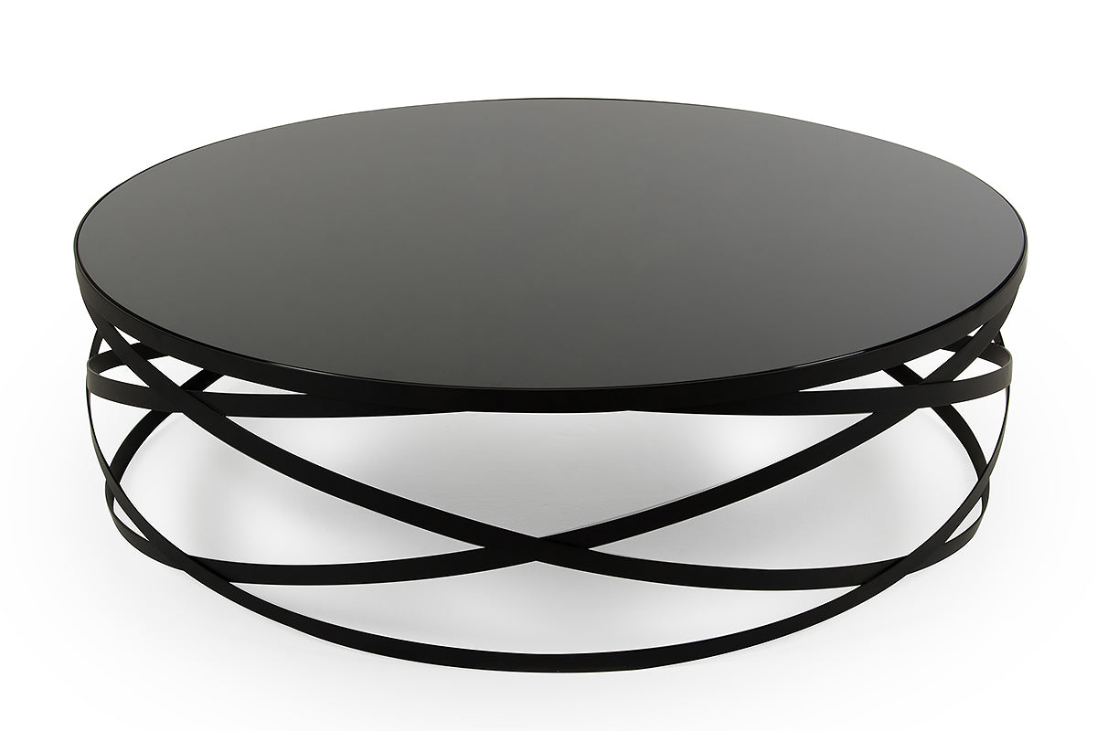13' Black Metal and Glass Coffee Table