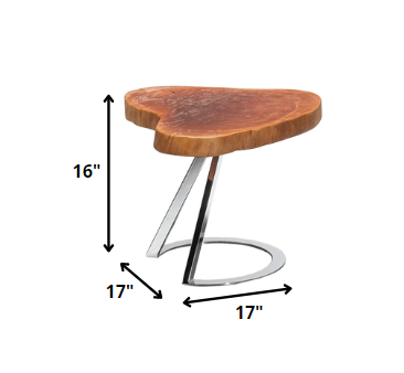16' Live Edge Wood and Steel End Table