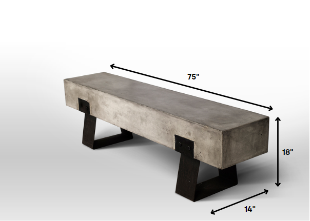 18' Concrete and Metal Bench