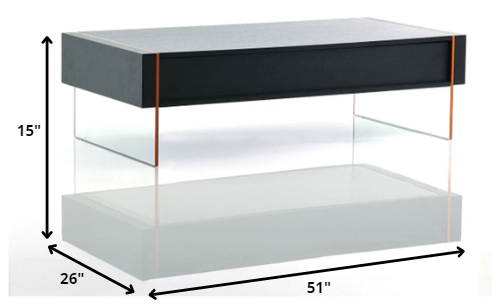 15' Black MDF and Glass Floating Coffee Table