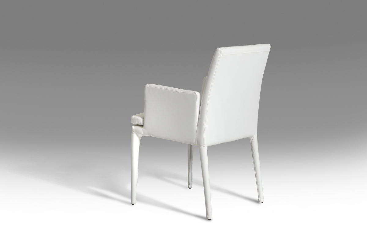 34' White Leatherette and Metal Dining Chair