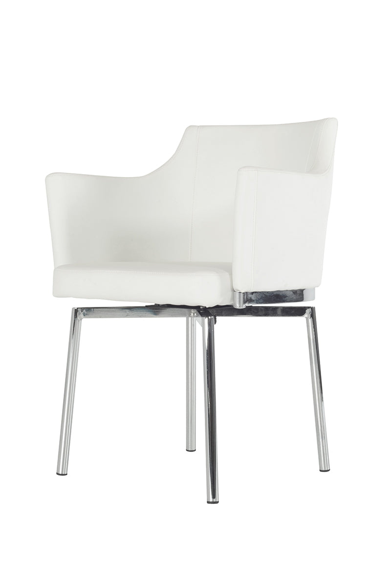 32' White Leatherette and Steel Dining Chair