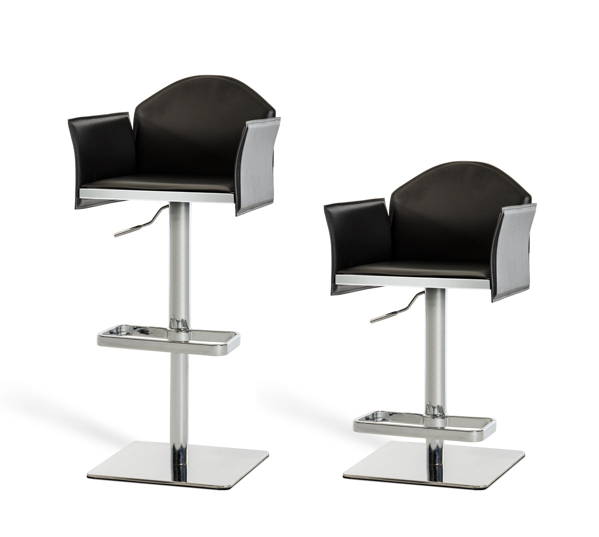 41' Black Eco Leather and Steel Bar Stool