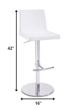 42' White Leatherette and Steel Bar Stool