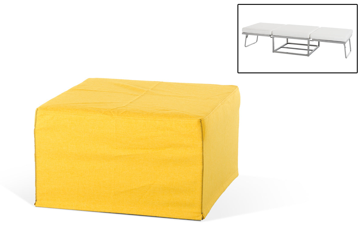 17' Yellow Fabric and Steel Ottoman Sofa Bed