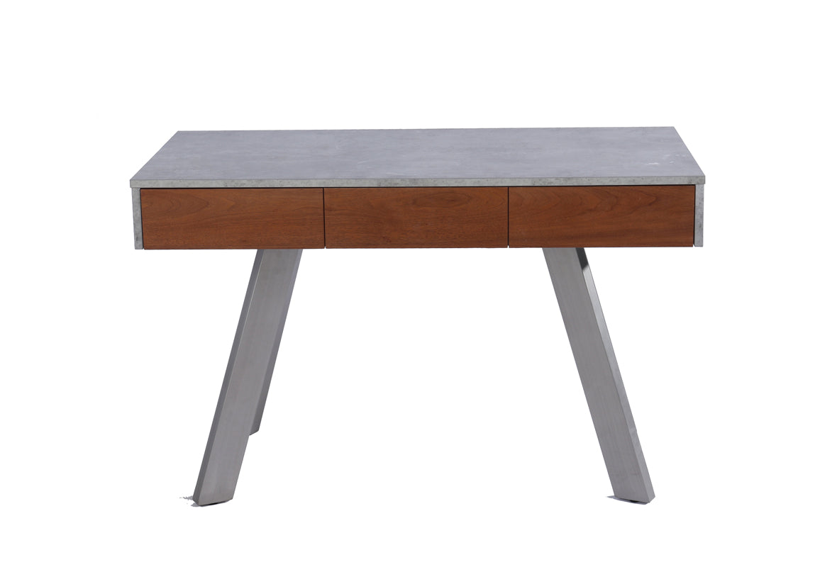 30' Walnut Veneer  Metal  and Concrete Desk