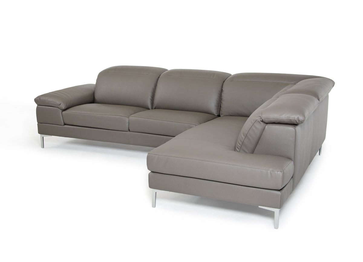 48' Grey Eco Leather  Wood  Steel  and Foam Sectional Sofa