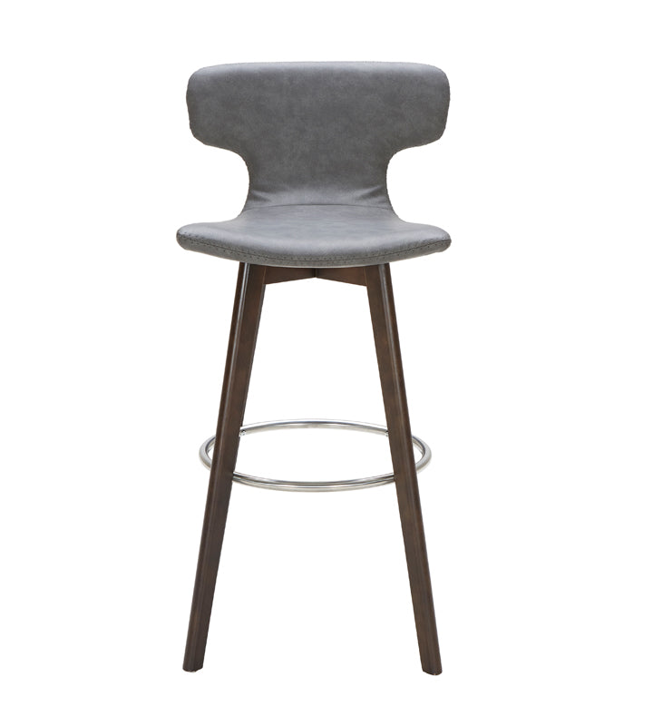 41' Dark Grey Eco Leather  Steel  and Wood Bar Stool