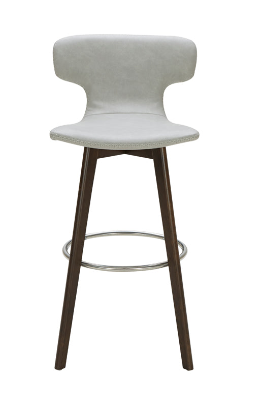 41' Light Grey Eco Leather  Steel  and Wood Bar Stool