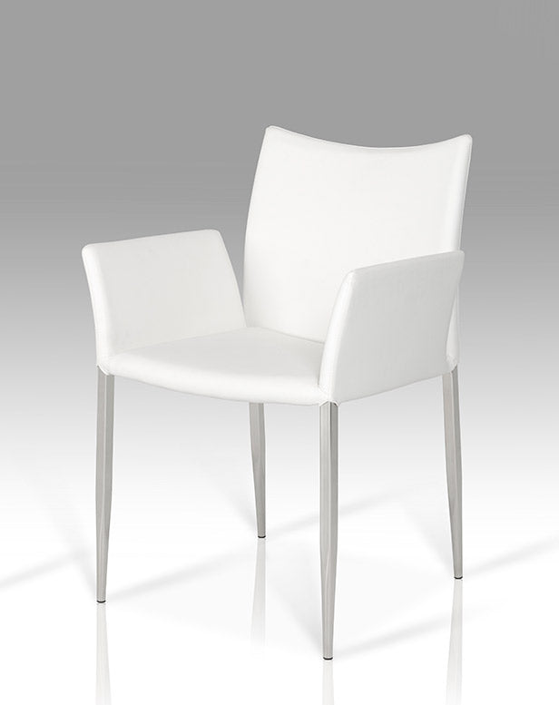 33' White Leatherette and Steel Dining Chair