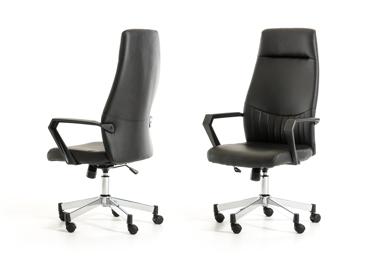 47' Black Leatherette  Plastic  and Steel Office Chair