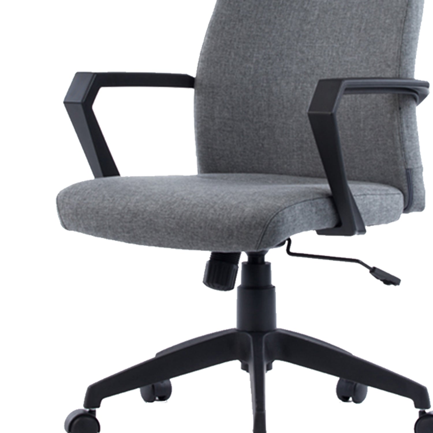 48' Grey and Black Fabric  Plastic  and Steel Office Chair