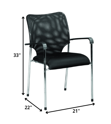 Five 33' Black Mesh and Steel Office Chairs