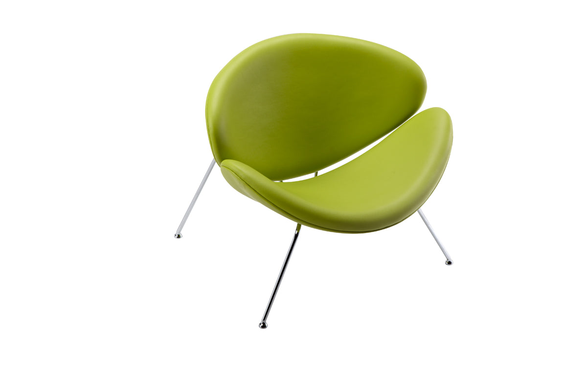 28' Green Leatherette and Metal Accent Chair