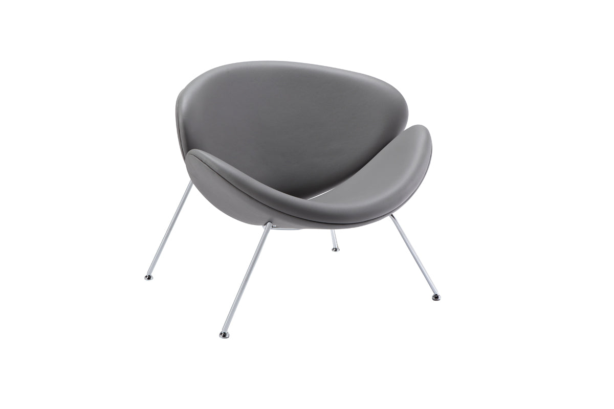 28' Grey Leatherette and Metal Accent Chair