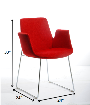 33' Red Polyester Fabric and Metal Dining Chair