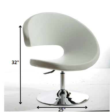 34' White Leatherette Lounge Chair