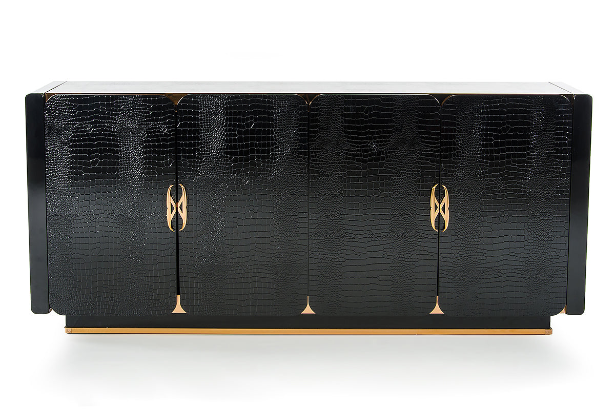 32' Black Crocodile and Rosegold MDF Buffet