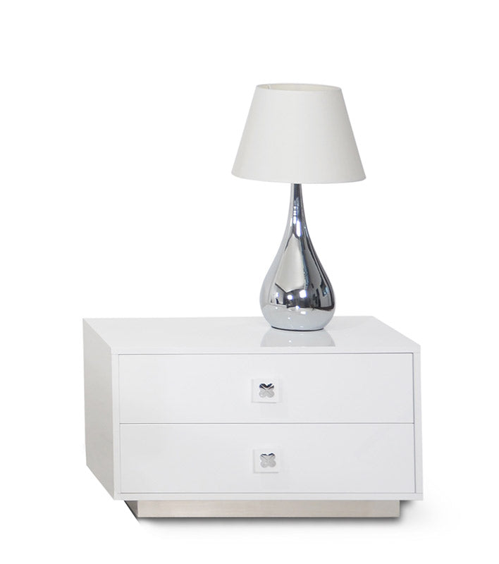 19' White Gloss MDF Nightstand